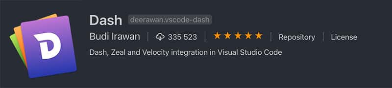 Dash extension visual studio code