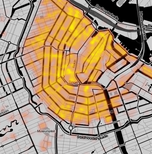 Exemple de heat map avec une carte de fréquentation de rues