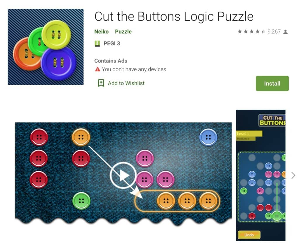 Cut the Buttons Logic Puzzle