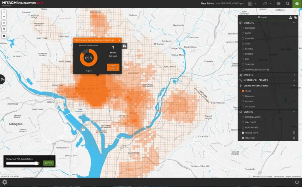 Heatmap utilisant le big data pour afficher les risques de criminalité dans une région